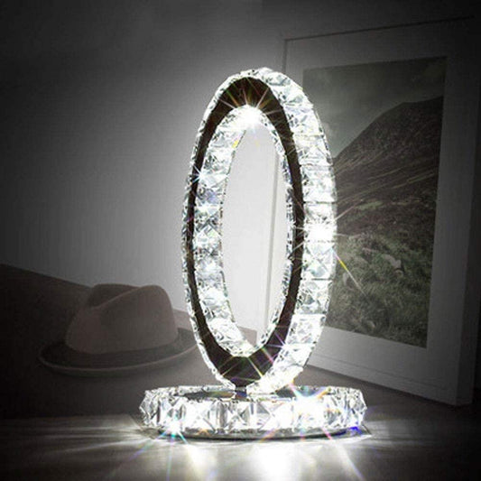 Modern Crystal Rings Table Lamp LED Chrome Indoor Desk Lighting