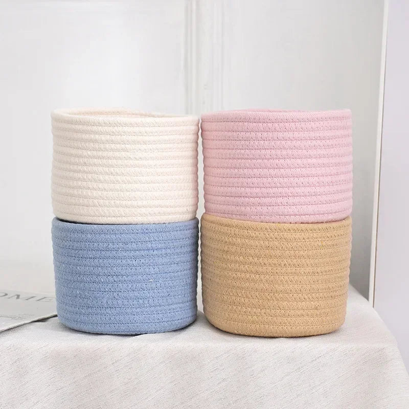 Handmade Cotton Rope Storage Basket - Stylish Organizer for Home & Office