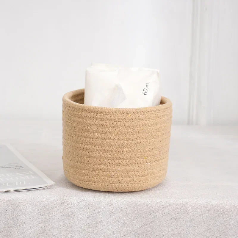 Handmade Cotton Rope Storage Basket - Stylish Organizer for Home & Office