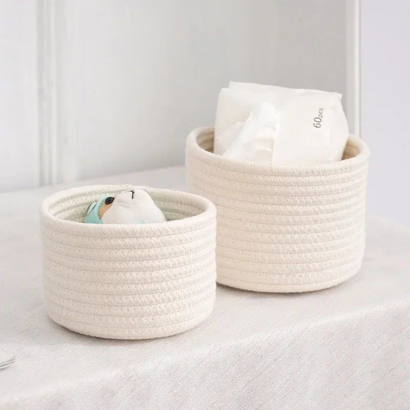 Handmade Cotton Rope Storage Basket - Stylish Organizer for Home & Office