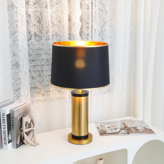 Jaspar Table Lamp – Modern Gold & Fabric Lighting Elegant Bedroom & Living Room Decor
