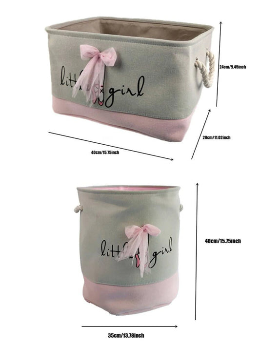 Pink Foldable Laundry Basket For Toys