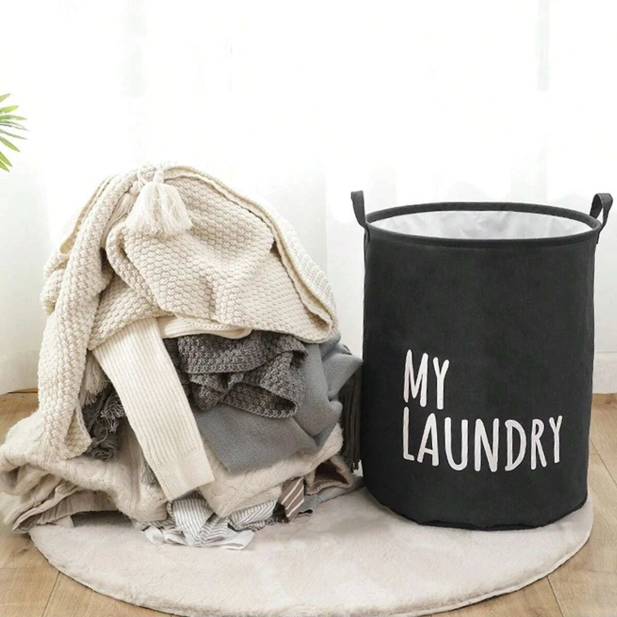 Foldable Drawstring Laundry Basket XL Capacity Waterproof