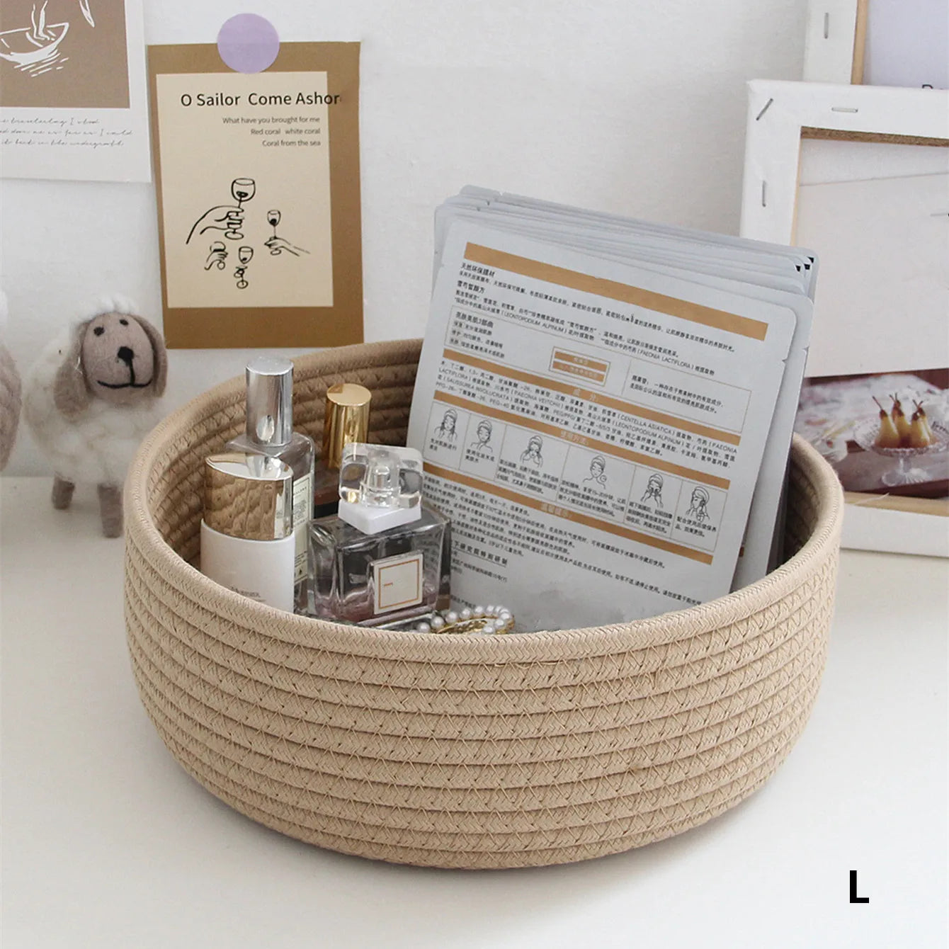 Round Desktop Storage Baskets Jewelry and Keys Organizer