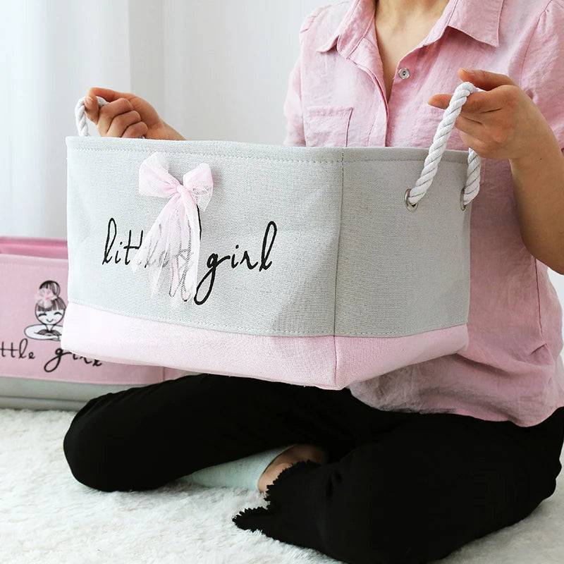 Pink Foldable Laundry Basket For Toys