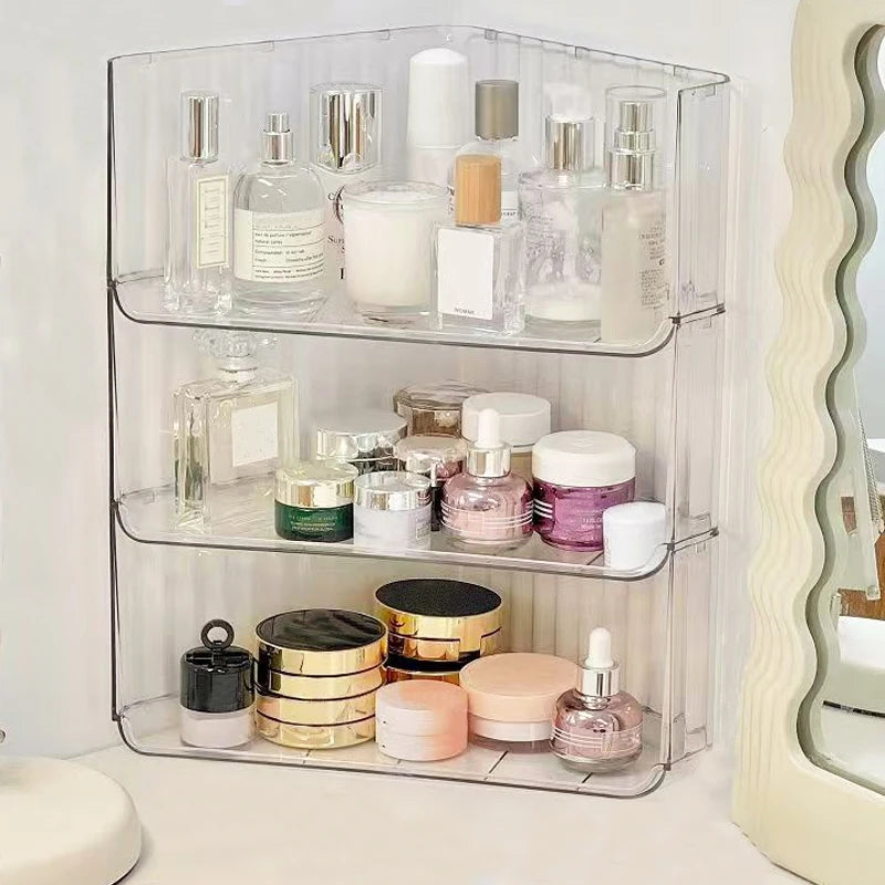 Clear Corner Bathroom Organizer Half Tier Shelf Makeup