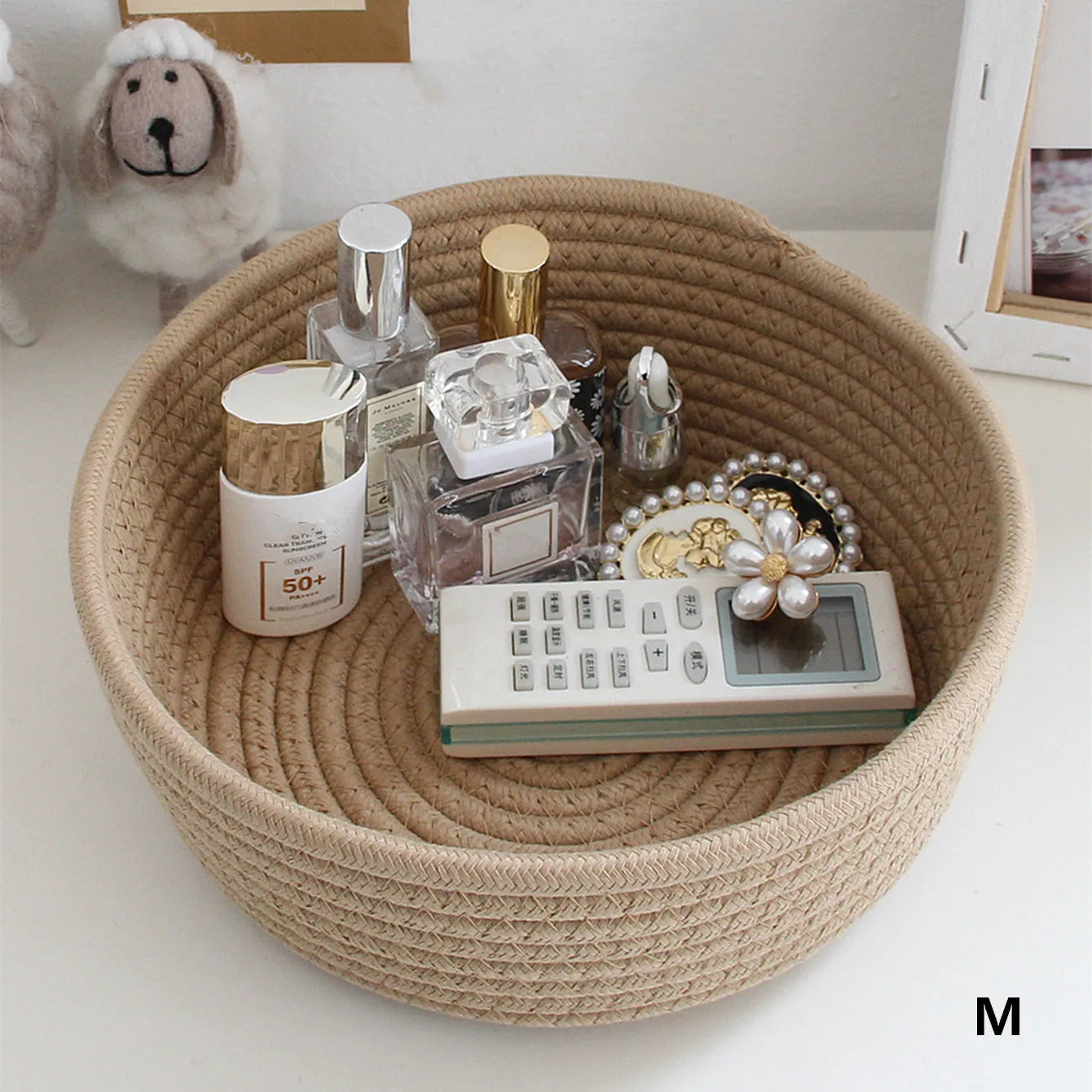 Round Desktop Storage Baskets Jewelry and Keys Organizer