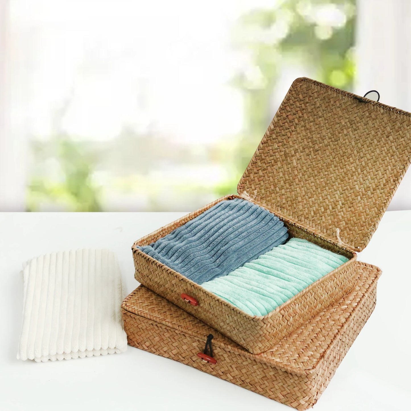Seagrass with Lid Wicker Storage Woven Basket