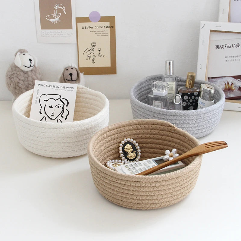 Round Desktop Storage Baskets Jewelry and Keys Organizer
