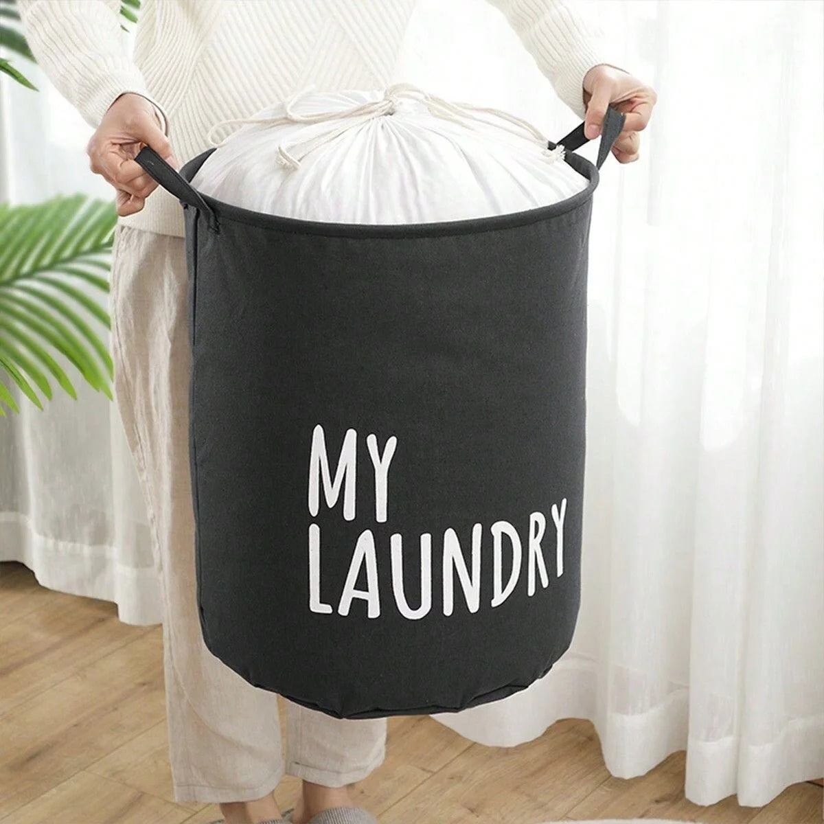 Foldable Drawstring Laundry Basket XL Capacity Waterproof