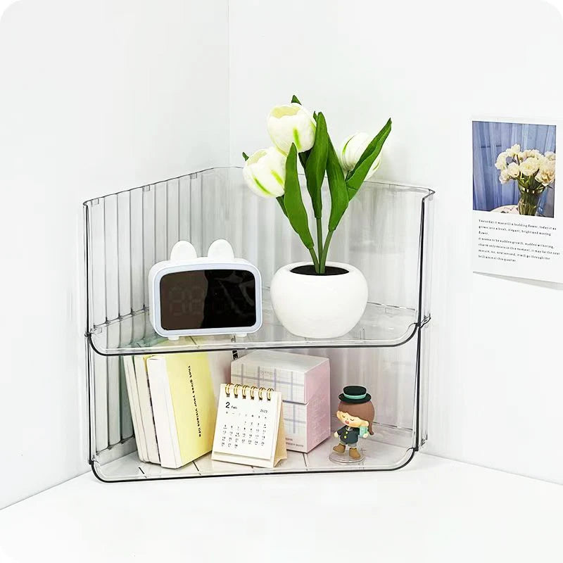 Clear Corner Bathroom Organizer Half Tier Shelf Makeup