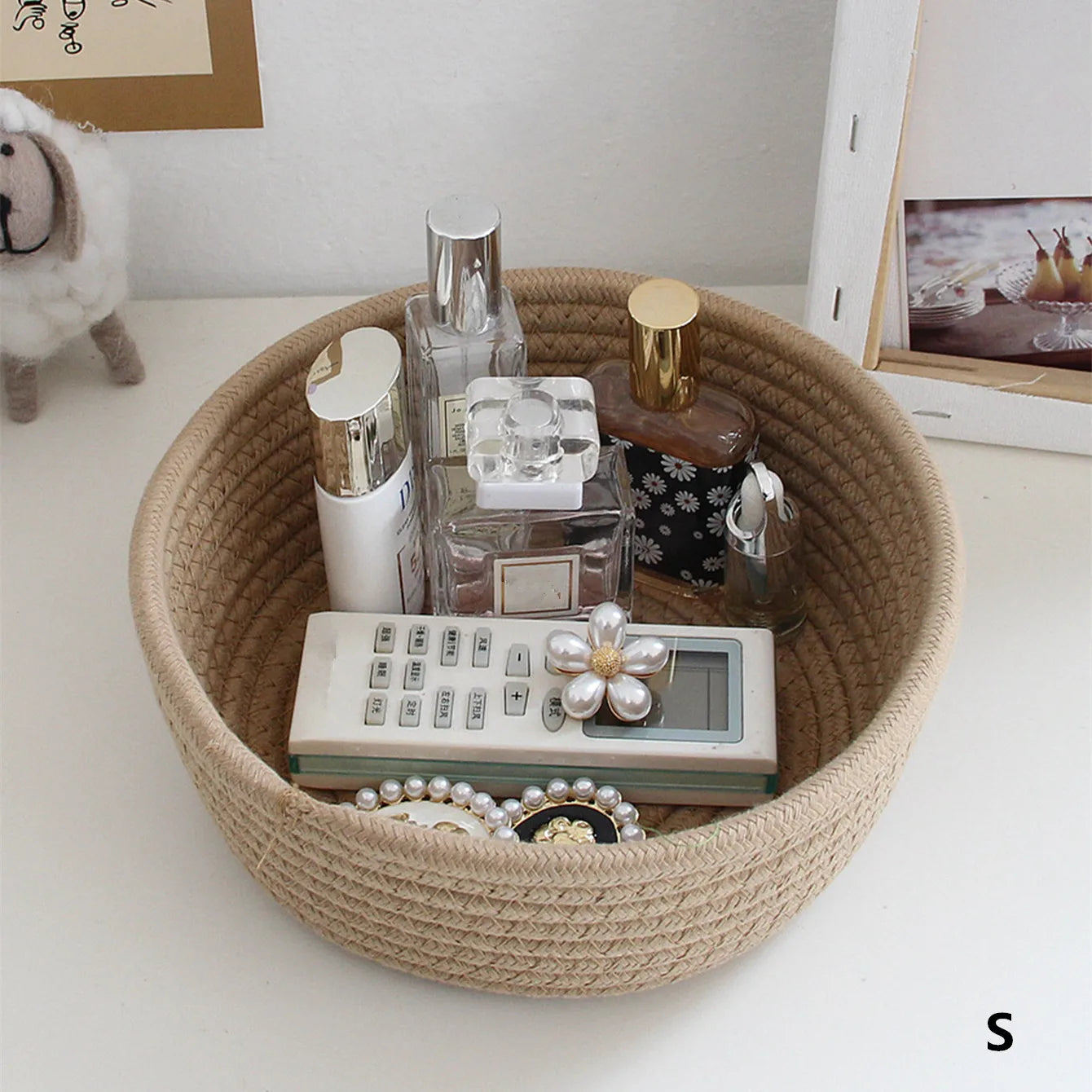 Round Desktop Storage Baskets Jewelry and Keys Organizer