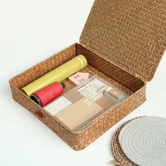 Seagrass with Lid Wicker Storage Woven Basket