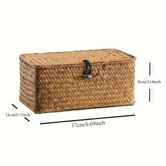 Vintage Woven Storage Basket - Boho Chic Wicker Organizer for Home Decor