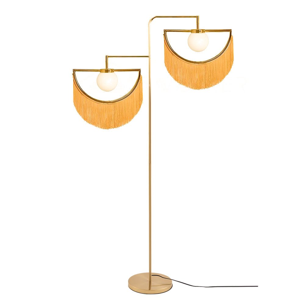 Wink Gold Pendant Floor Lamp with Fabric Fringes