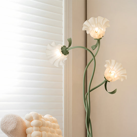 Floral Floor Lamp Three Head Glass LED French Country Elegant Home Lighting