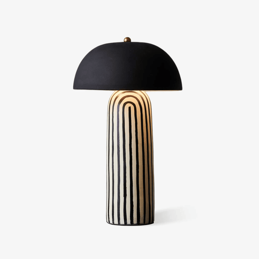 Stria Ceramic Table Lamp Black White Stripe Modern Indoor Lighting