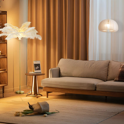 Feather Floor Lamp Ostrich Feather Modern Glam Gold Accent Lighting