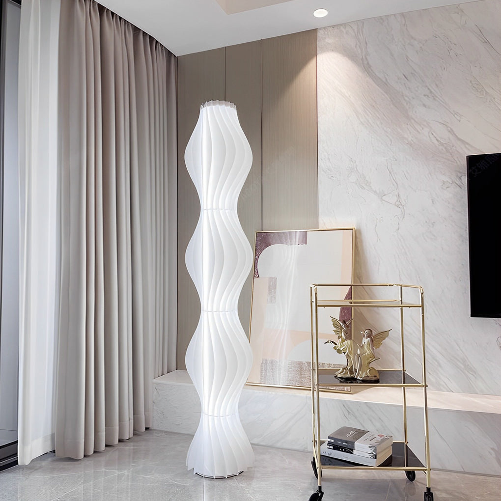 Wavy LED Floor Lamp Modern Coastal Acrylic Light Sculpture