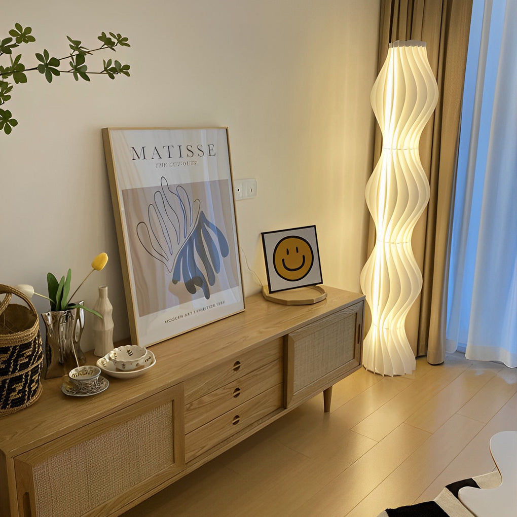 Wavy LED Floor Lamp Modern Coastal Acrylic Light Sculpture