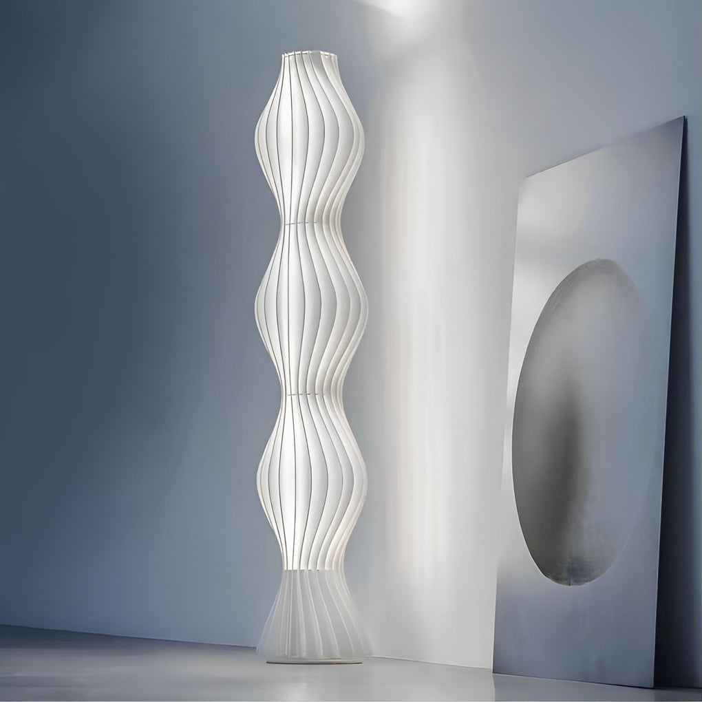 Wavy LED Floor Lamp Modern Coastal Acrylic Light Sculpture