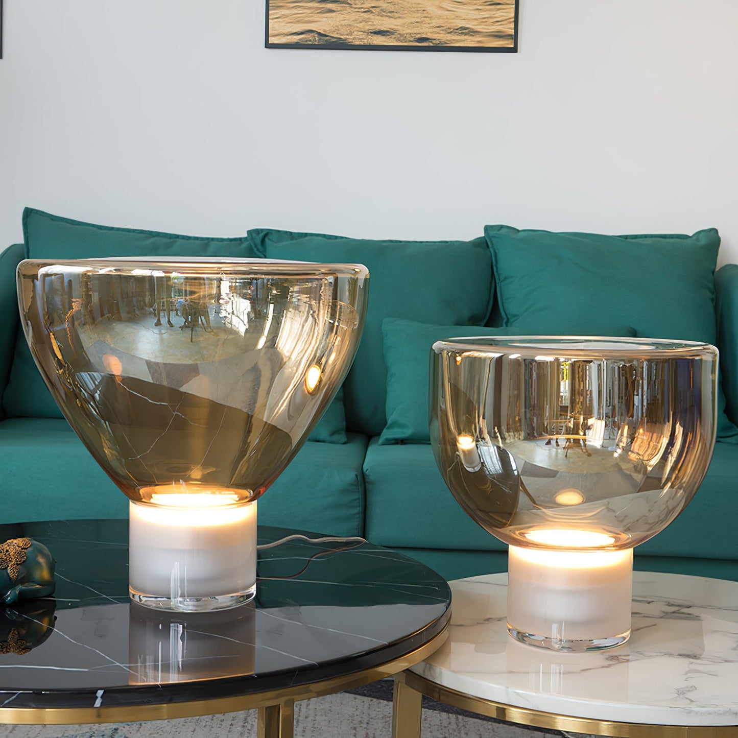 Aella Table Lamp Modern LED Cognac Smoke Grey Glass Ambient Light