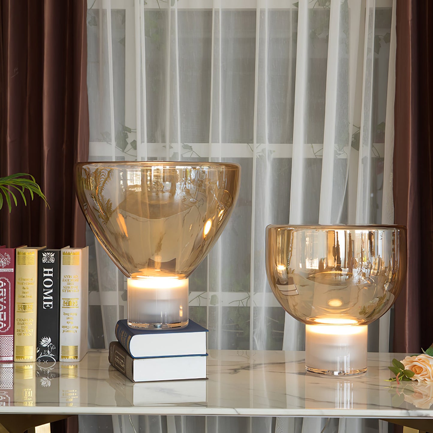 Aella Table Lamp Modern LED Cognac Smoke Grey Glass Ambient Light