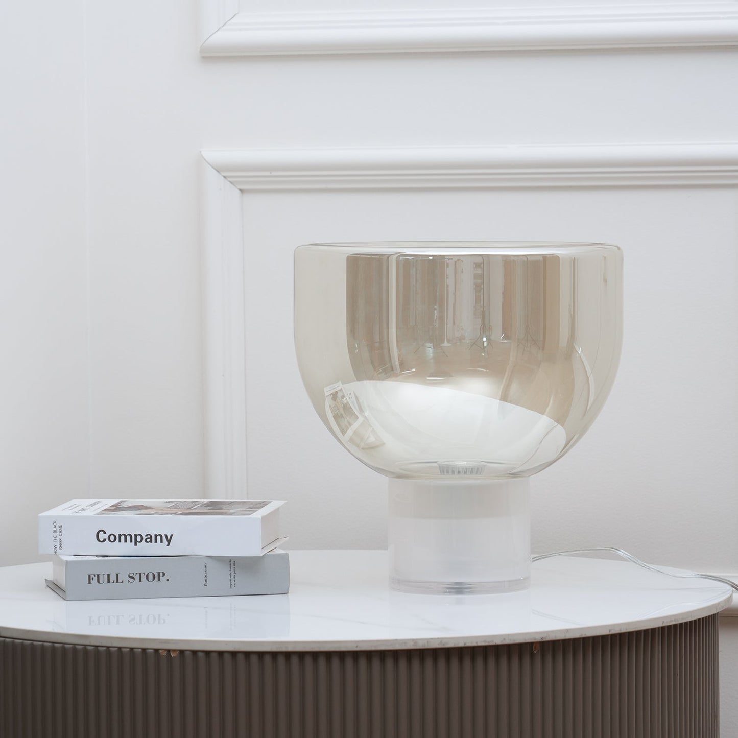 Aella Table Lamp Modern LED Cognac Smoke Grey Glass Ambient Light