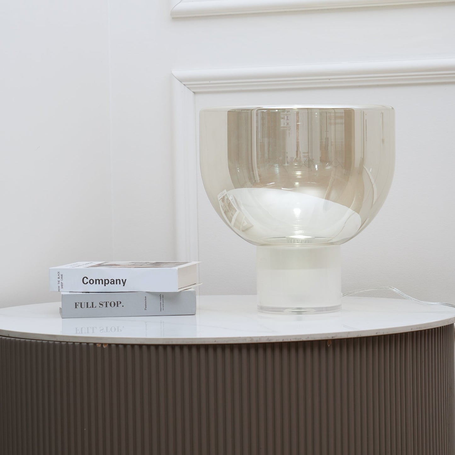 Aella Table Lamp Modern LED Cognac Smoke Grey Glass Ambient Light