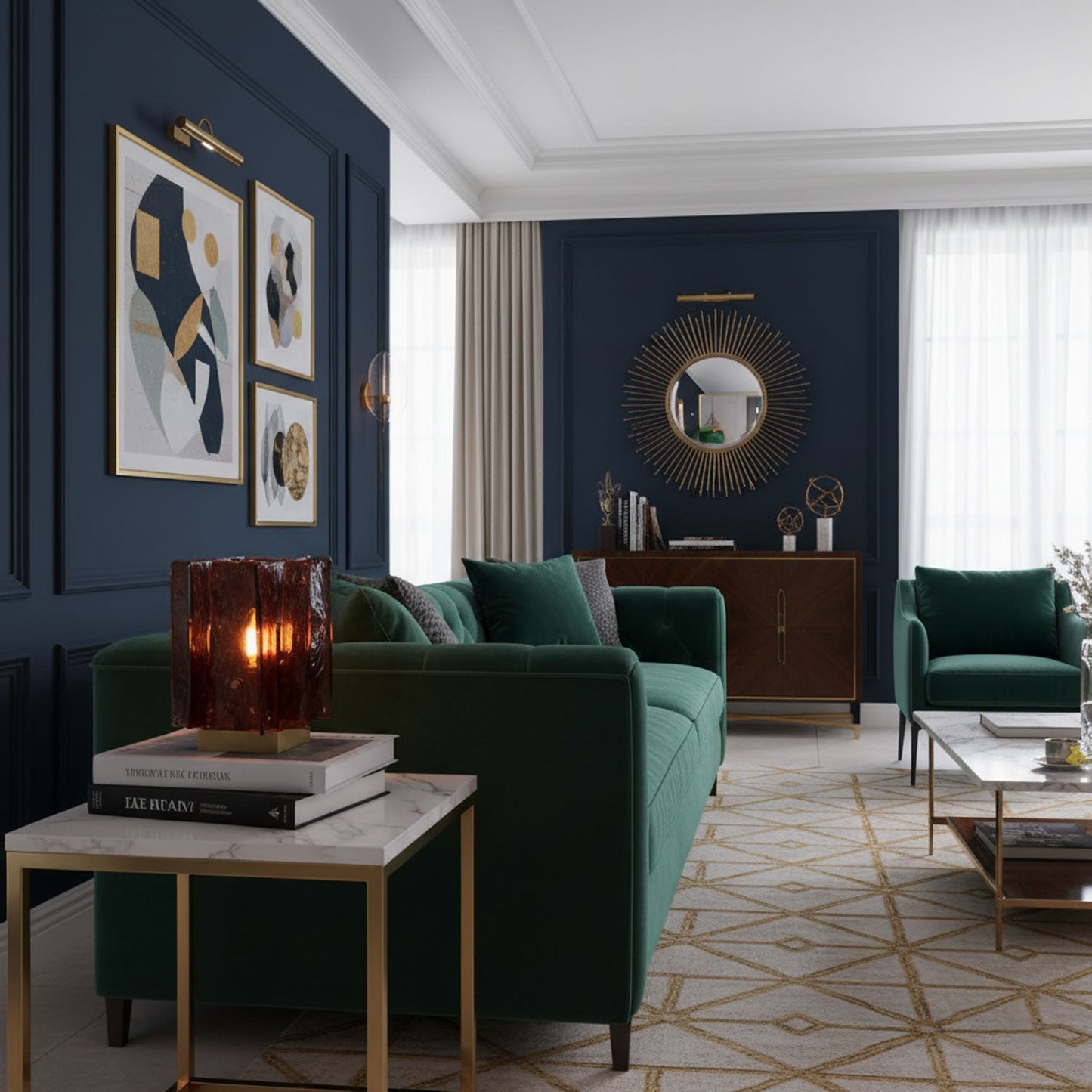 Retro Brass Design with Warm Amber Glass Ambient Light Lamp