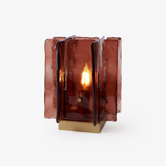 Retro Brass Design with Warm Amber Glass Ambient Light Lamp