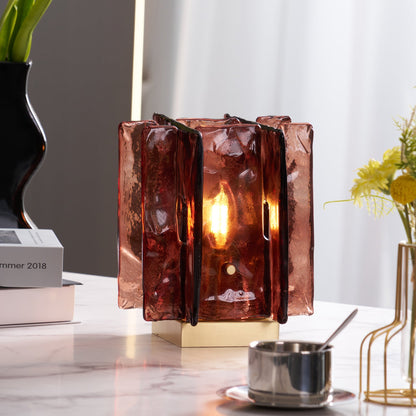 Retro Brass Design with Warm Amber Glass Ambient Light Lamp