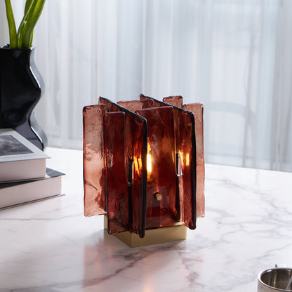 Retro Brass Design with Warm Amber Glass Ambient Light Lamp
