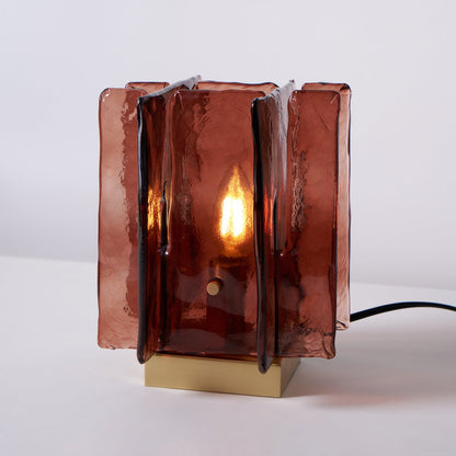 Retro Brass Design with Warm Amber Glass Ambient Light Lamp
