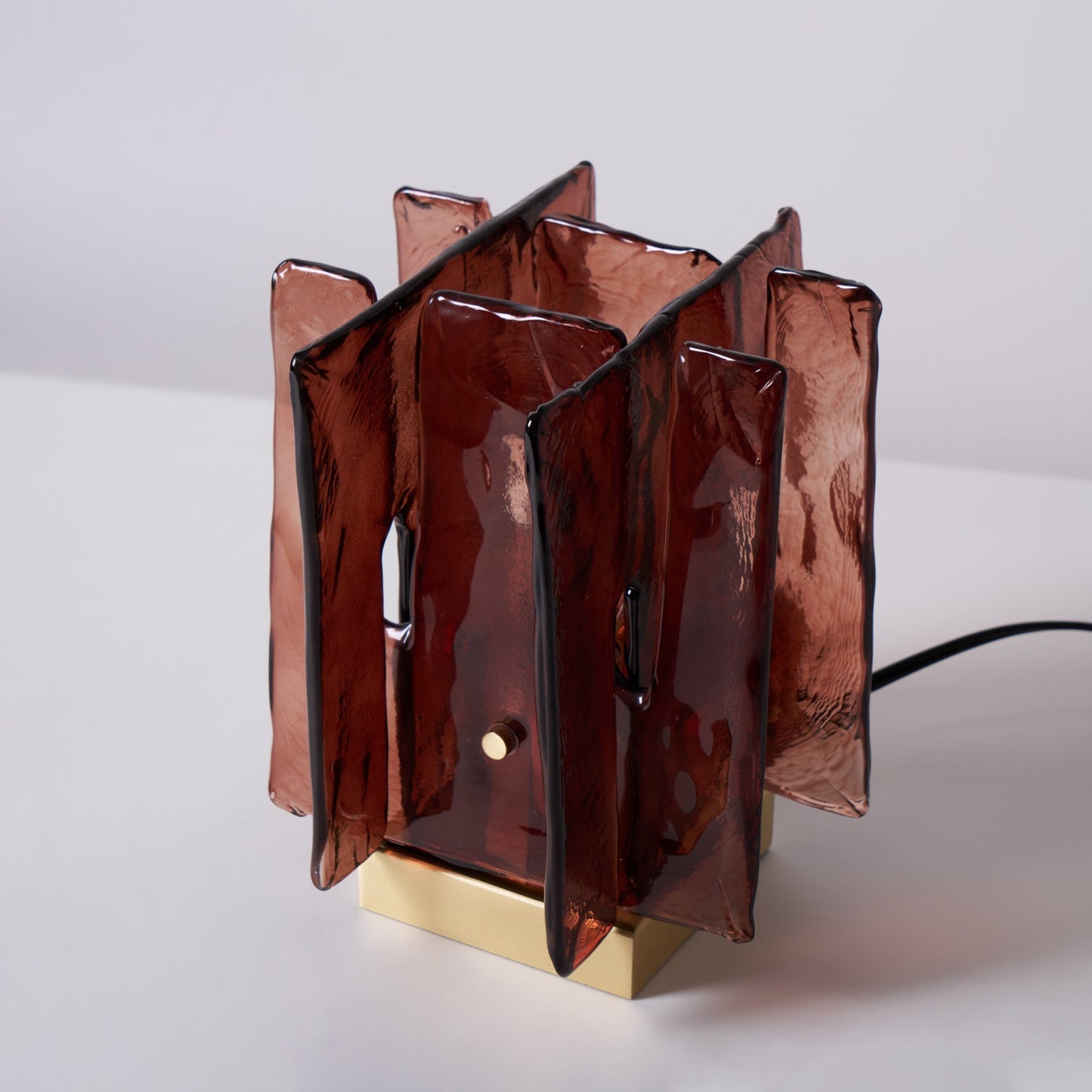 Retro Brass Design with Warm Amber Glass Ambient Light Lamp