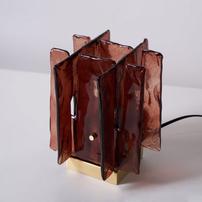 Retro Brass Design with Warm Amber Glass Ambient Light Lamp