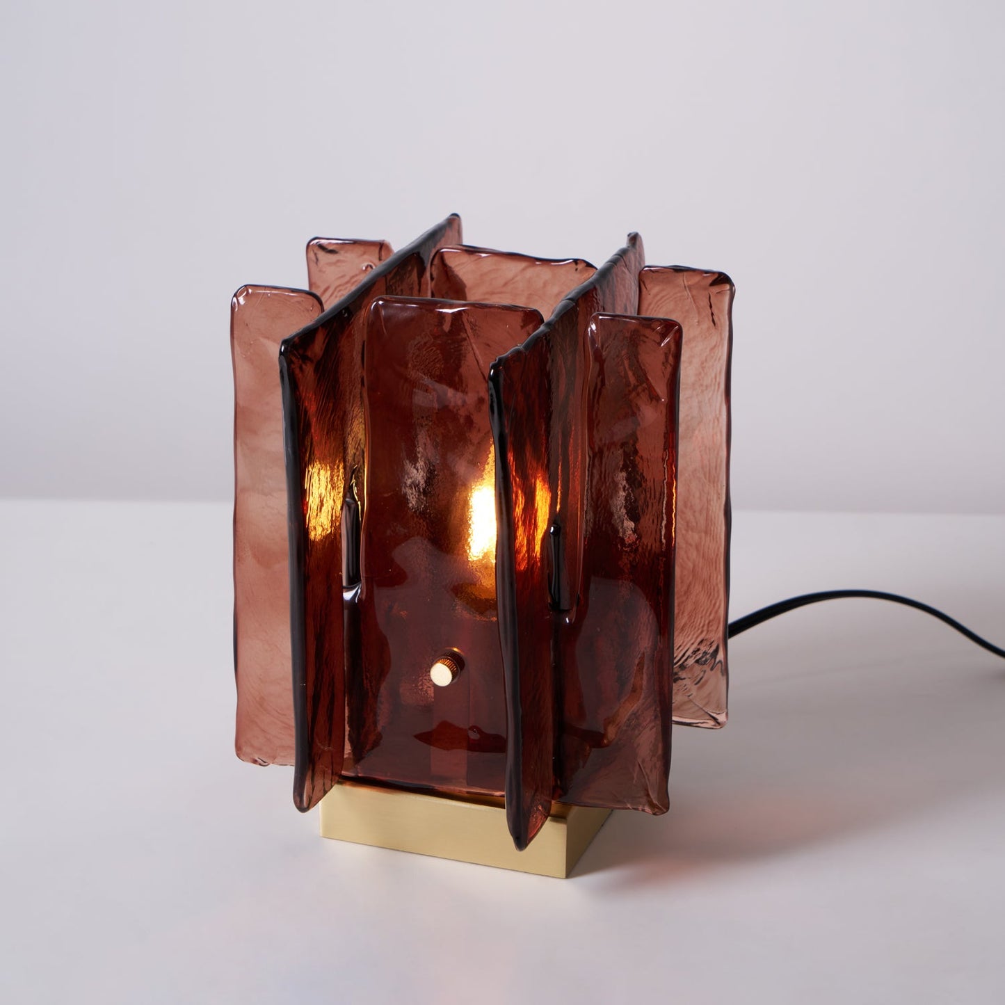 Retro Brass Design with Warm Amber Glass Ambient Light Lamp