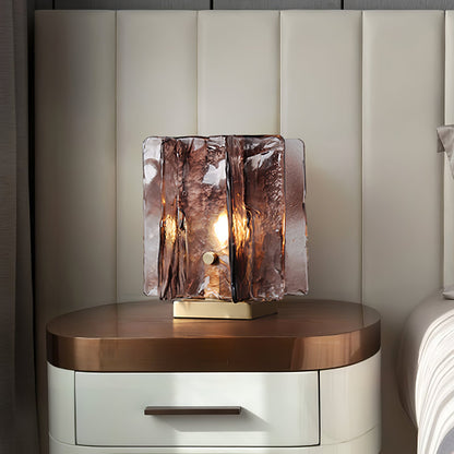 Retro Brass Design with Warm Amber Glass Ambient Light Lamp