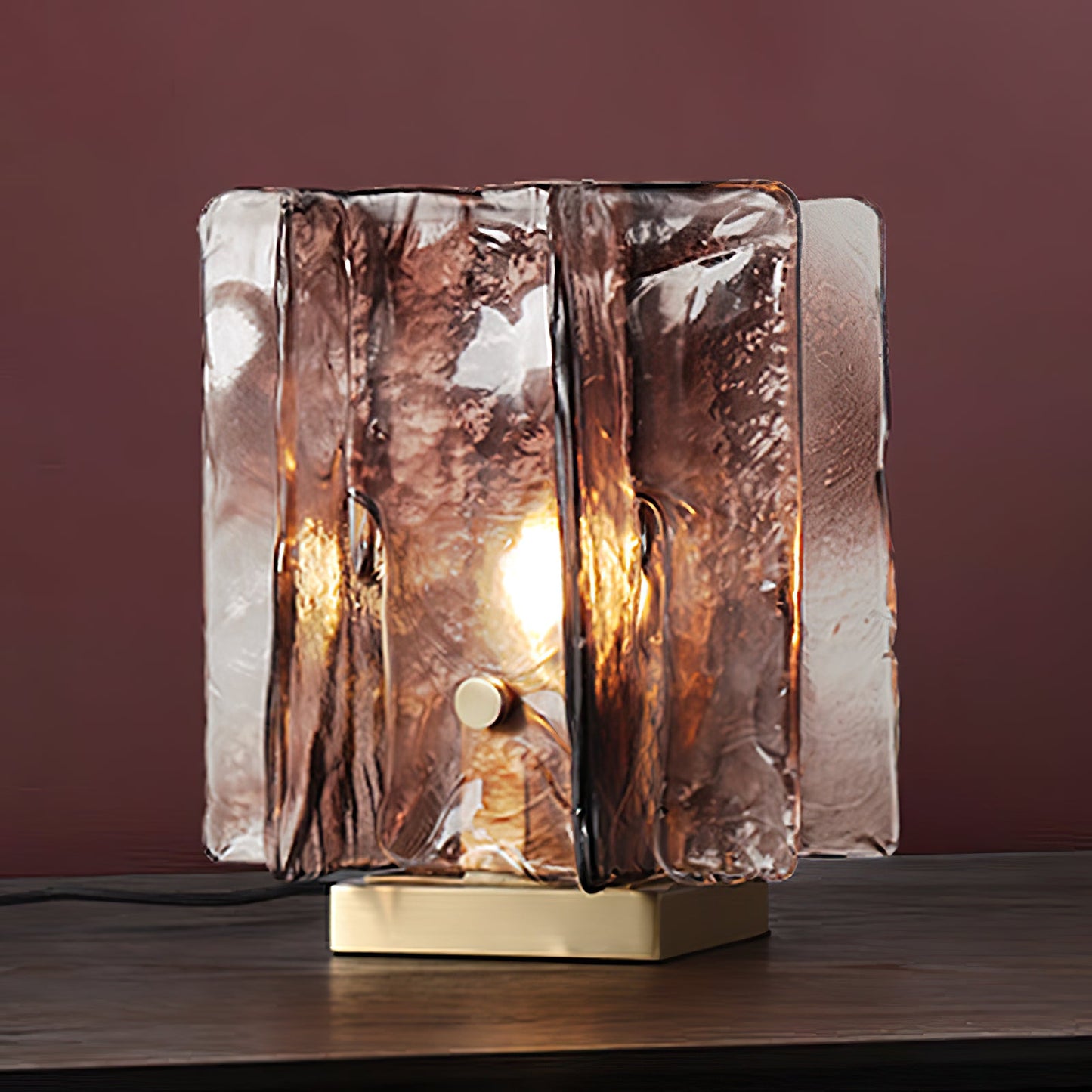 Retro Brass Design with Warm Amber Glass Ambient Light Lamp