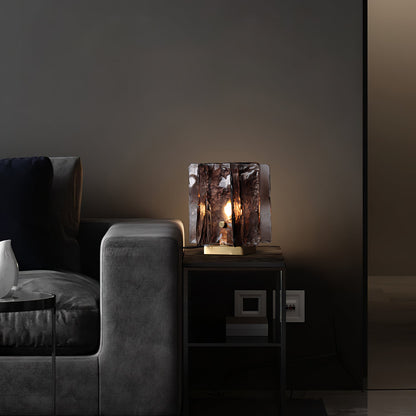 Retro Brass Design with Warm Amber Glass Ambient Light Lamp