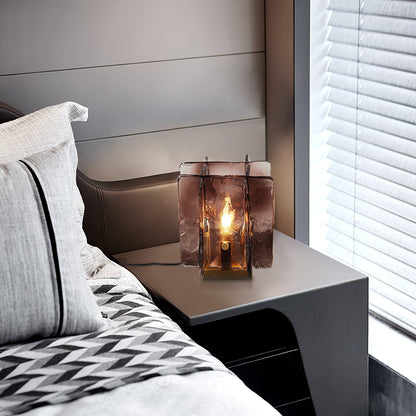 Retro Brass Design with Warm Amber Glass Ambient Light Lamp