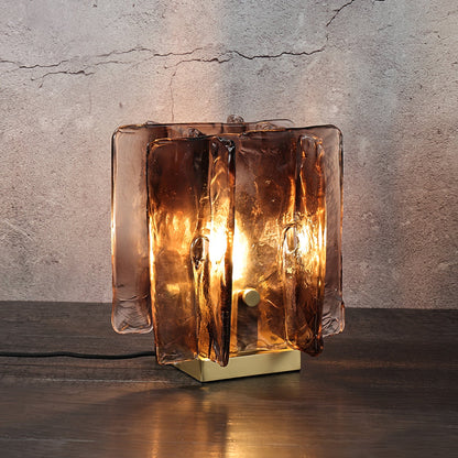 Retro Brass Design with Warm Amber Glass Ambient Light Lamp