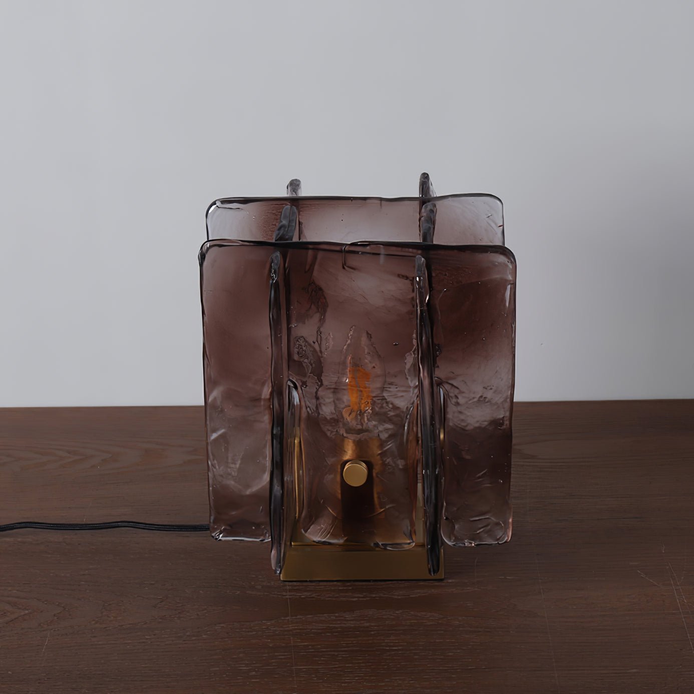 Retro Brass Design with Warm Amber Glass Ambient Light Lamp