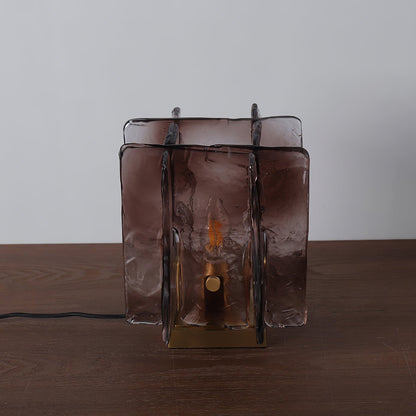 Retro Brass Design with Warm Amber Glass Ambient Light Lamp