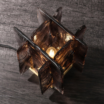 Retro Brass Design with Warm Amber Glass Ambient Light Lamp