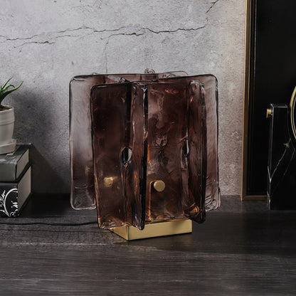 Retro Brass Design with Warm Amber Glass Ambient Light Lamp