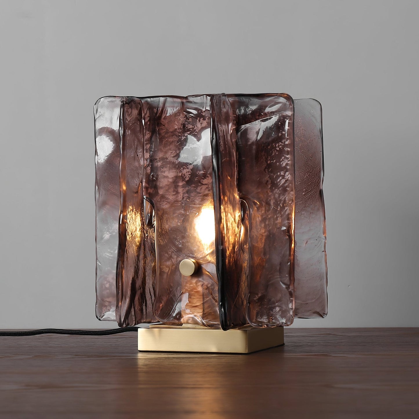 Retro Brass Design with Warm Amber Glass Ambient Light Lamp