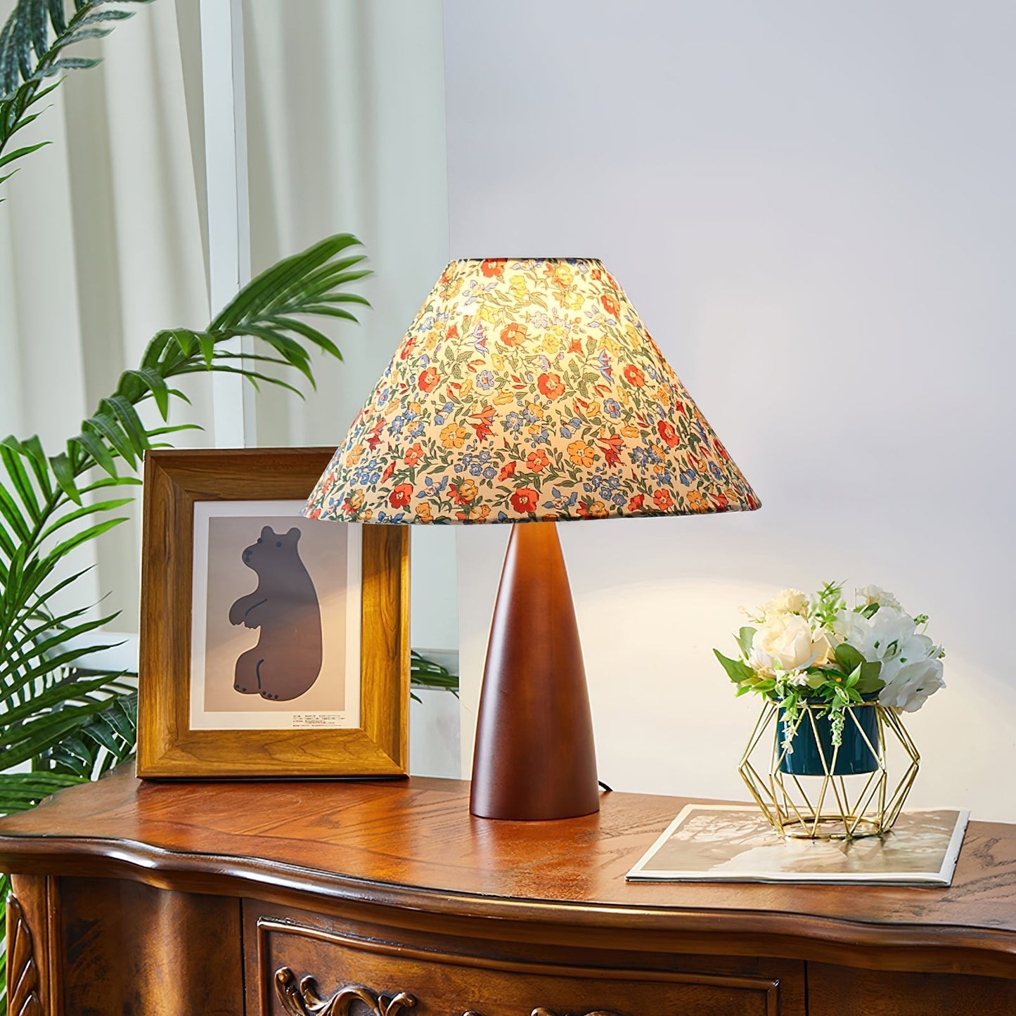 Amelia Blossom Table Lamp Floral Fabric LED Indoor Lighting