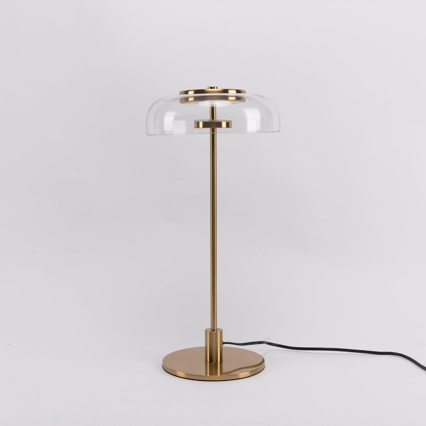 Solara Modern LED Brass Table Lamp Glass Shade for Bedroom Living Room