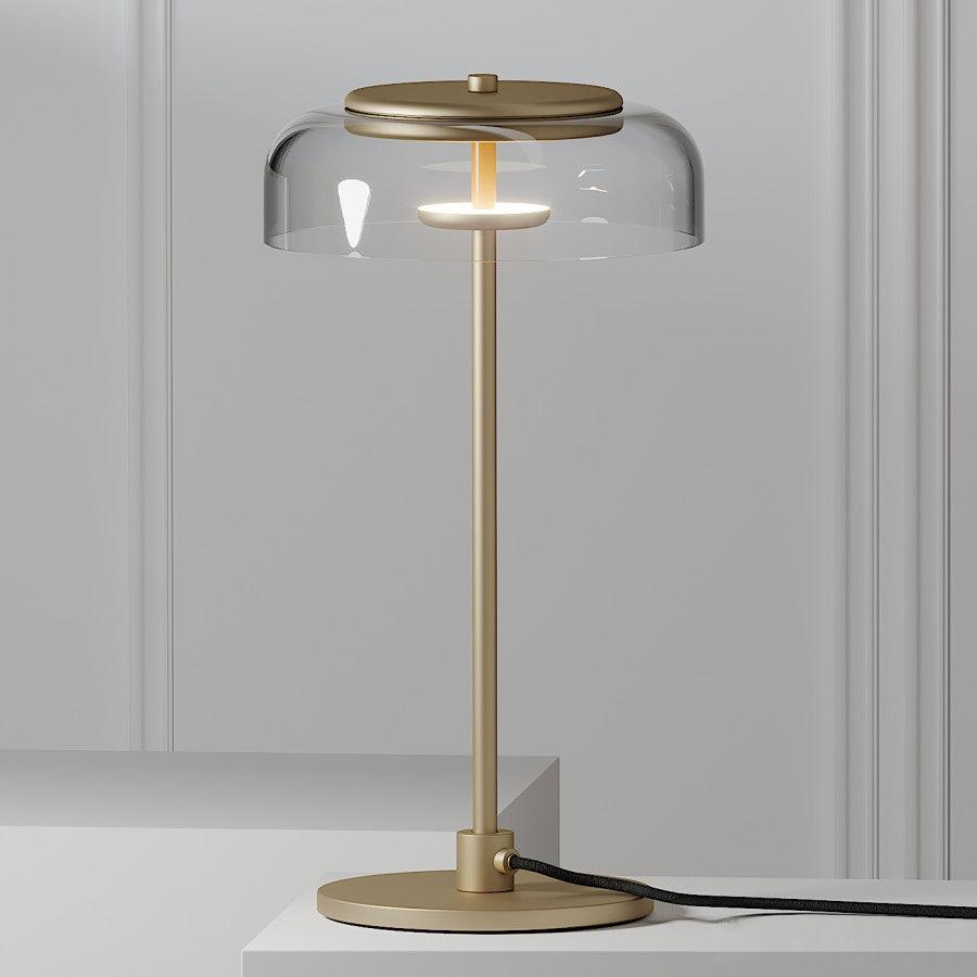 Solara Modern LED Brass Table Lamp Glass Shade for Bedroom Living Room
